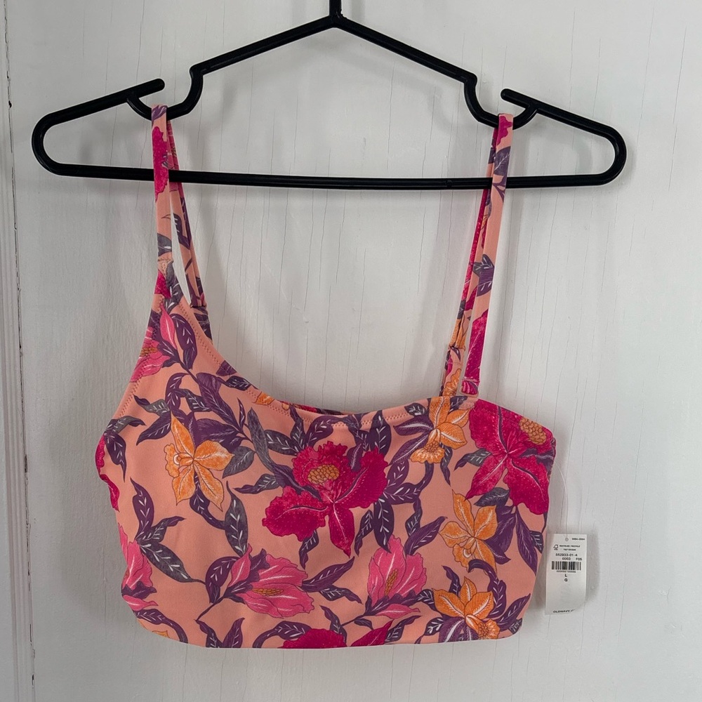 NWT Old Navy Asymmetrical Floral Bikini Top – Size Large